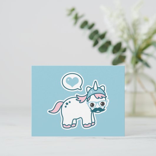 Cute Nerd Unicorn Briefkaart (Staand voorkant)