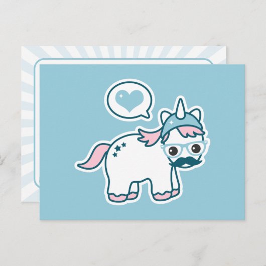 Cute Nerd Unicorn Briefkaart (Voorkant / Achterkant)