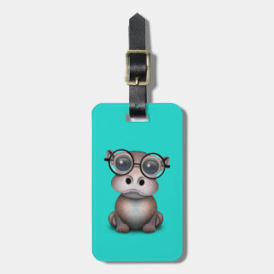 Cute Nerdy Baby Hippo Wearing Glasses Bagagelabel