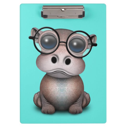 Cute Nerdy Baby Hippo Wearing Glasses Klembord (Voorkant)