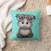 Cute Nerdy Baby Hippo Wearing Glasses Kussen (Deken)