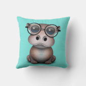 Cute Nerdy Baby Hippo Wearing Glasses Kussen (Achterkant)