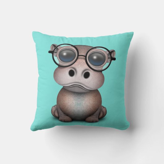 Cute Nerdy Baby Hippo Wearing Glasses Kussen (Achterkant)