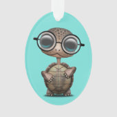 Cute Nerdy Turtle Weartle Glasses Ornament (voorkant)
