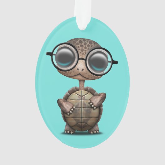 Cute Nerdy Turtle Weartle Glasses Ornament (achterkant)