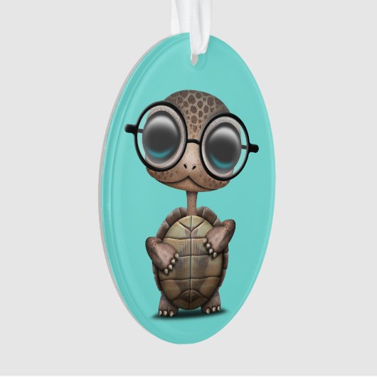 Cute Nerdy Turtle Weartle Glasses Ornament (voorkant)