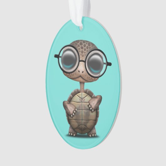 Cute Nerdy Turtle Weartle Glasses Ornament (voorkant)