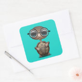 Cute Nerdy Turtle Weartle Glasses Vierkante Sticker (Envelop)