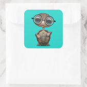 Cute Nerdy Turtle Weartle Glasses Vierkante Sticker (Tas)