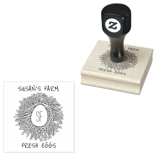 Cute Nest & Egg Personalized Initialen Boerderij Rubberstempel (Gestempeld)