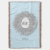 Cute Nest & Egg Personalized Initialen & Name Blue Deken (Voorkant Verticaal)