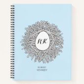 Cute Nest & Egg Personalized Initialen & Name Blue Notitieboek (Voorkant)