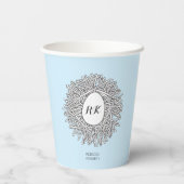 Cute Nest & Egg Personalized Initialen & Name Blue Papieren Bekers (Achterkant)