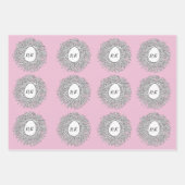 Cute Nest & Egg Personalized Initialen & Name Pink Inpakpapier Vel (Voorkant 3)