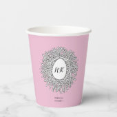 Cute Nest & Egg Personalized Initialen & Name Pink Papieren Bekers (Achterkant)