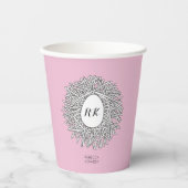 Cute Nest & Egg Personalized Initialen & Name Pink Papieren Bekers (Voorkant)
