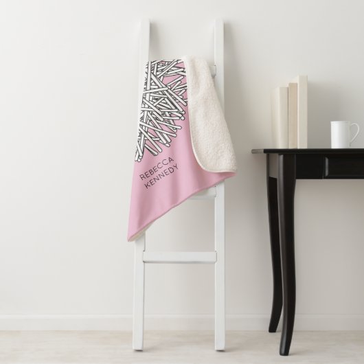 Cute Nest & Egg Personalized Initialen & Name Pink Sherpa Deken (In situ)