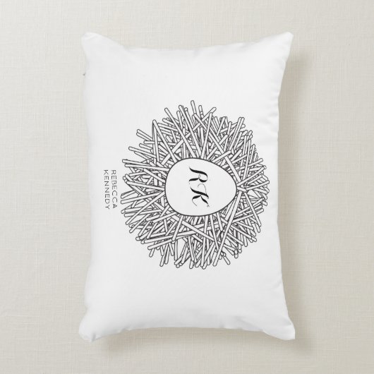 Cute Nest & Egg - Persoonlijke Initialen en naam Accent Kussen (Voorkant(Verticaal))