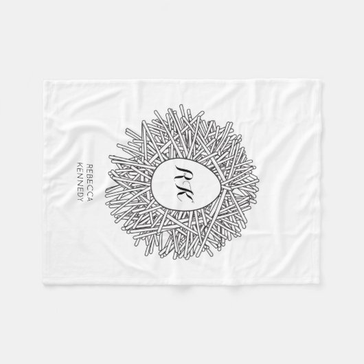 Cute Nest & Egg - Persoonlijke Initialen en naam Fleece Deken (Voorkant (Horizontaal))