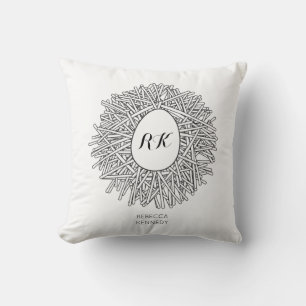 Cute Nest & Egg - Persoonlijke Initialen en naam Kussen