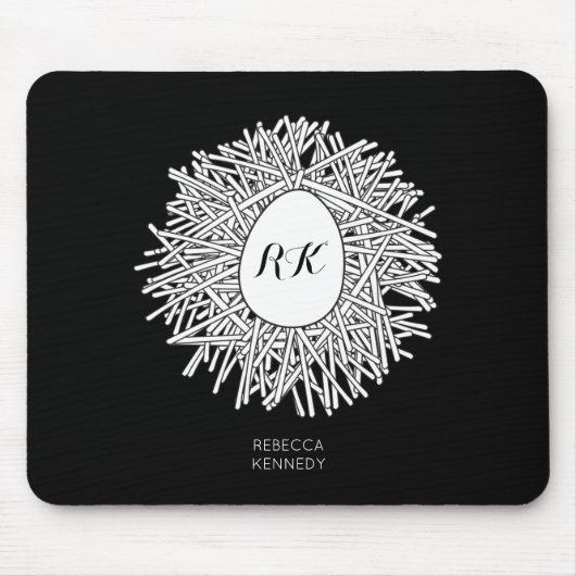 Cute Nest & Egg - Persoonlijke Initialen en naam Muismat (Voorkant)