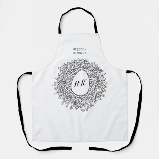 Cute Nest & Egg - Persoonlijke Initialen en naam Schort (Voorkant)