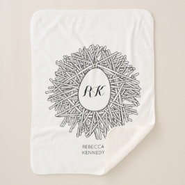 Cute Nest & Egg - Persoonlijke Initialen en naam Sherpa Deken
