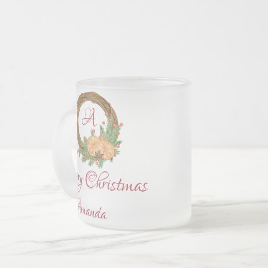 Cute nest kermas matglas koffiemok (Voorkant links)