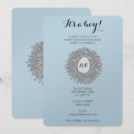 Cute Nest Monogram Baby Boy Baby shower Kaart