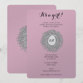 Cute Nest Monogram Baby Girl Baby shower Kaart