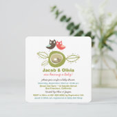 Cute Nesting Owl Family Baby shower Invitation Kaart (Staand voorkant)