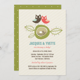 Cute Nesting Owl Family Couple Baby shower nodigt Kaart