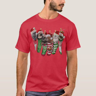 Cute Netherland Bunny in Christmas Socks, Rabbit  T-shirt