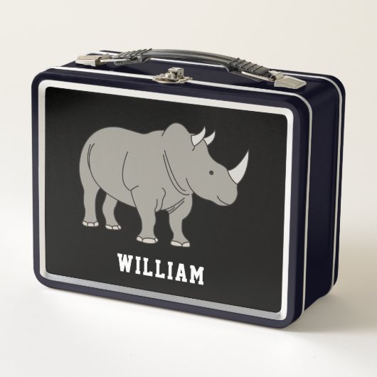 Cute Neushoorn Persoonlijke Aangepaste Naam Terug (Voorkant)