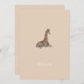 Cute Neutral Birth Announcement Giraffe Card Kaart (Voorkant / Achterkant)