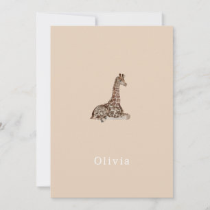 Cute Neutral Birth Announcement Giraffe Card Kaart