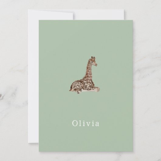 Cute Neutral Birth Announcement Giraffe Card Kaart (Voorkant)