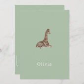 Cute Neutral Birth Announcement Giraffe Card Kaart (Voorkant / Achterkant)