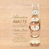 Cute Neutral Forest Animals Baby Shower Invitation Acryl Uitnodigingen (Voorkant)