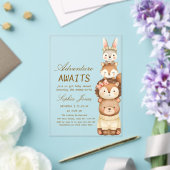 Cute Neutral Forest Animals Baby Shower Invitation Acryl Uitnodigingen (Insitu (Huwelijk))