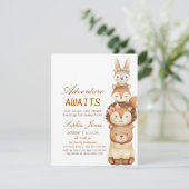 Cute Neutral Forest Animals Baby Shower Invitation Kaart (Staand voorkant)