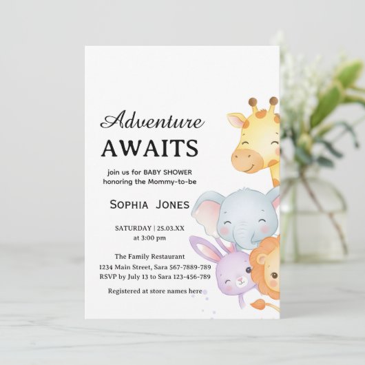 Cute Neutral Forest Animals Baby Shower Kaart (Staand voorkant)