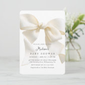 Cute Neutral Ivory Coquette Bow Baby Shower Kaart (Staand voorkant)