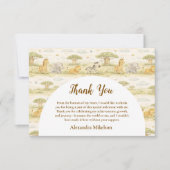 Cute Neutral Safari Animals First Birthday Bedankkaart (Voorkant)