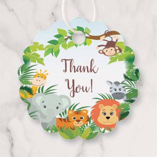 Cute Neutral Safari Oerwoud Bedankjes Labels (Achterkant)