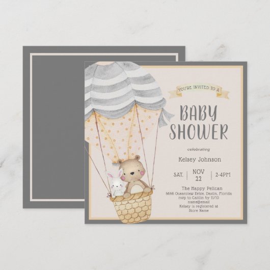 Cute Neutral Woodland Zoo Animals Baby shower Kaart (Voorkant / Achterkant)
