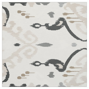Cute neutrale grijze beige zwarte ikat tribale pat stof