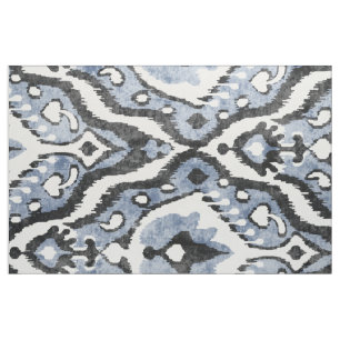 Cute neutrale grijze blauwe ikat tribale patronen stof