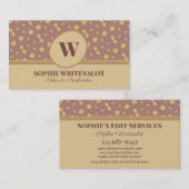 Cute neutrale kleurenmonogram visitekaartje (Voorkant / Achterkant)