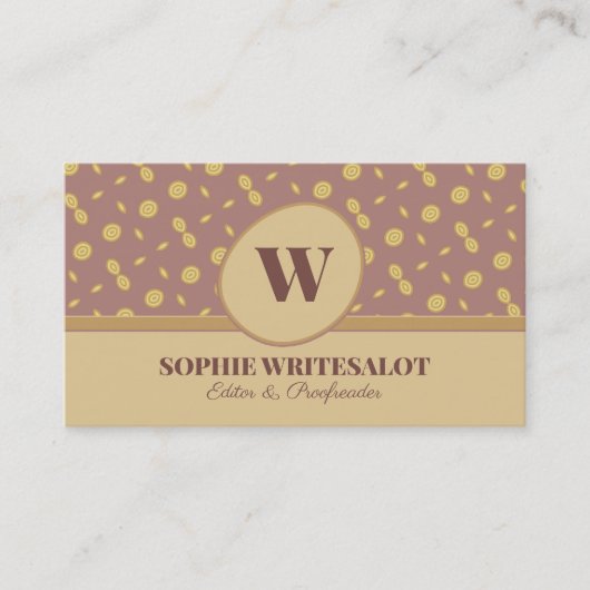 Cute neutrale kleurenmonogram visitekaartje (Voorkant)